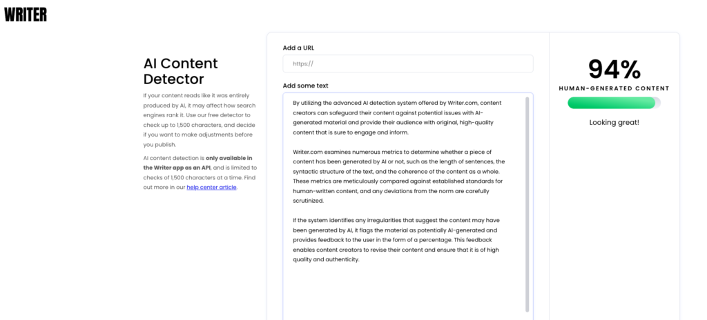 Writer.com AI Content Detection