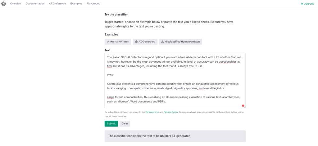 Open AI Text Classifyer AI Content Detection